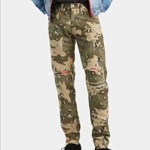 Levis Lo-Ball Stack Mens Sz 40 Camo Ripped Distressed Slim Tapered Jeans NWT